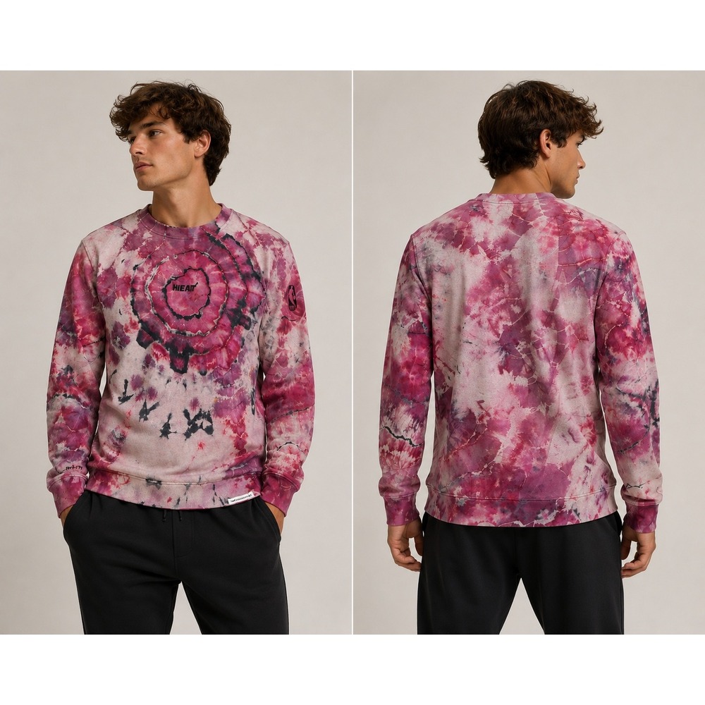 Miami Heat Nike Sweatshirt Mens Large Pink NBA Standard Issue Tie Dye uPCYCLE